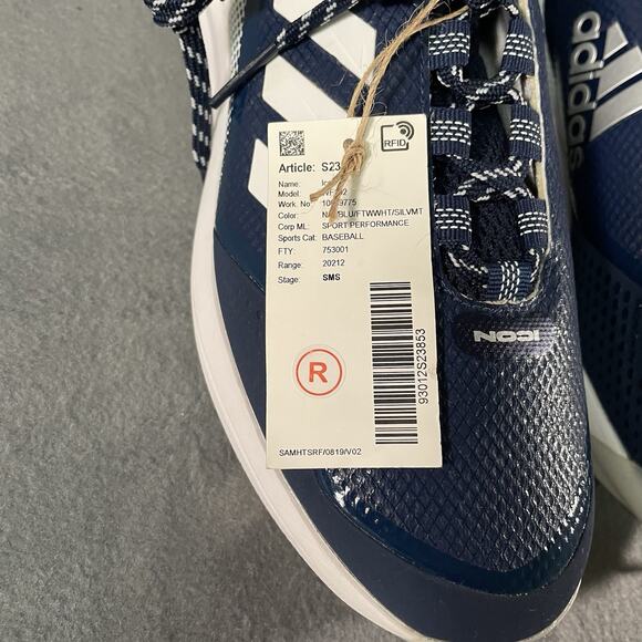 Adidas Icon 7 Navy Blue/White Low Baseball Cleats S23853 Men's Size 9 - Picture 2 of 10